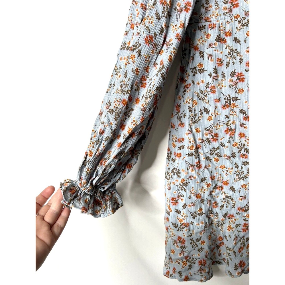 Altar'd State Women Size M Long Sleeve Blue Floral Rayon Dress Polyester Lined - Picture 2 of 9